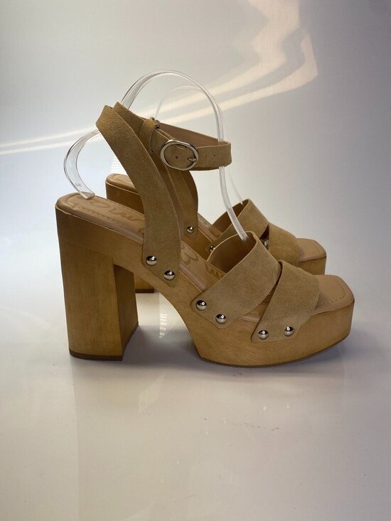 Sam Edelman Shoes - Sam Edelman Women's Leather Rosalind Strap Sesame Wooden Heel Sandal Sz 10
